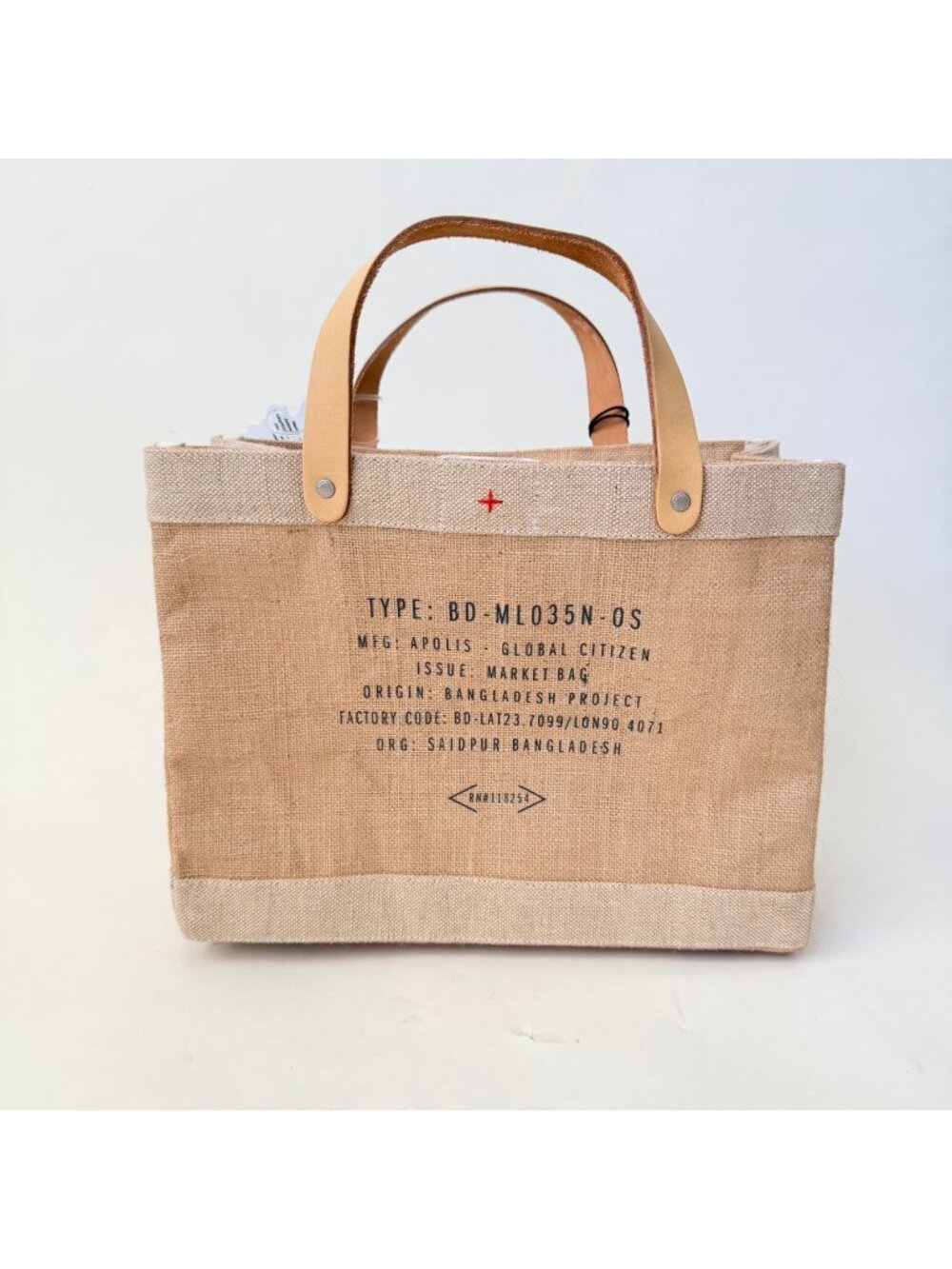 Apolis Market Bag Bangladesh Project Jute Tote Leather Handles Global Citizen NW